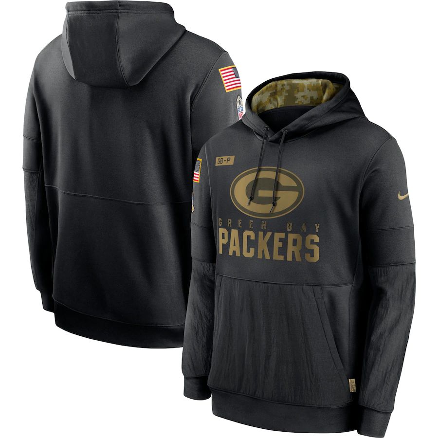 Men Green Bay Packers Black Salute To Service Hoodie Nike NFL Jerseys->green bay packers->NFL Jersey